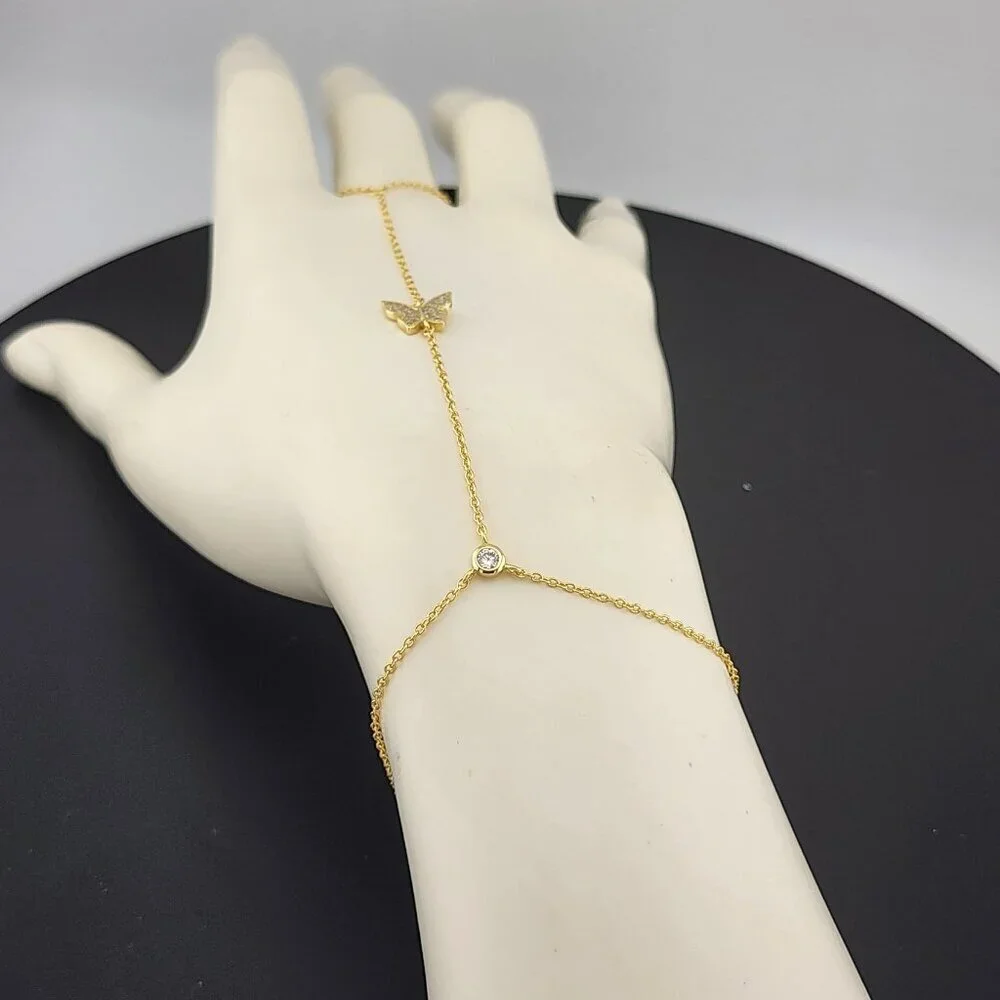 Butterfly Hand Ring Bracelet in 925 Sterling Silver – Dainty & Stylish